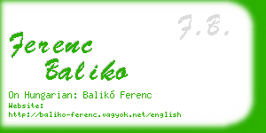 ferenc baliko business card